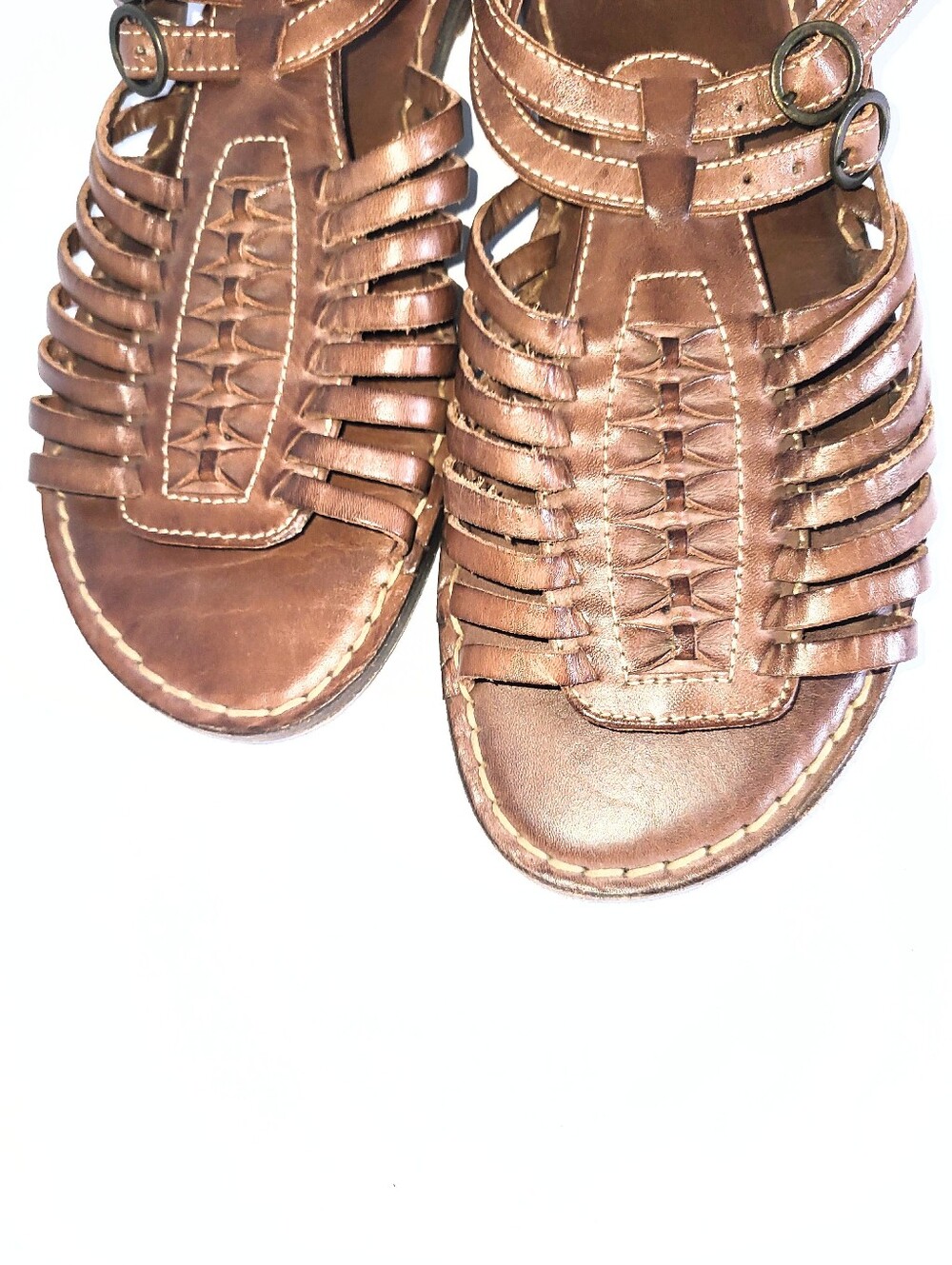 2 Pairs! Frye Kayla Huarache Sandals Leather Gladiator Brown & Red Size 8.5 - Picture 9 of 16